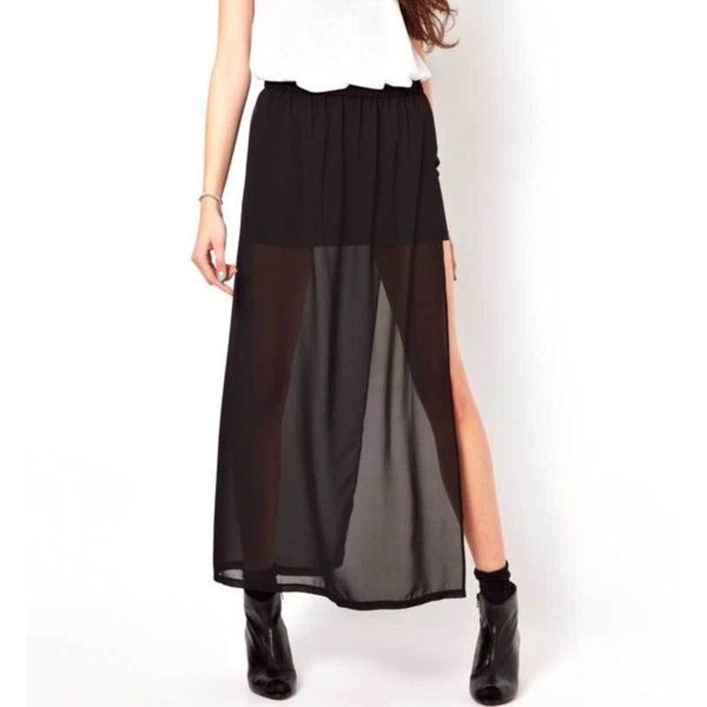 Large sheer sexy mini maxi skirt with slits